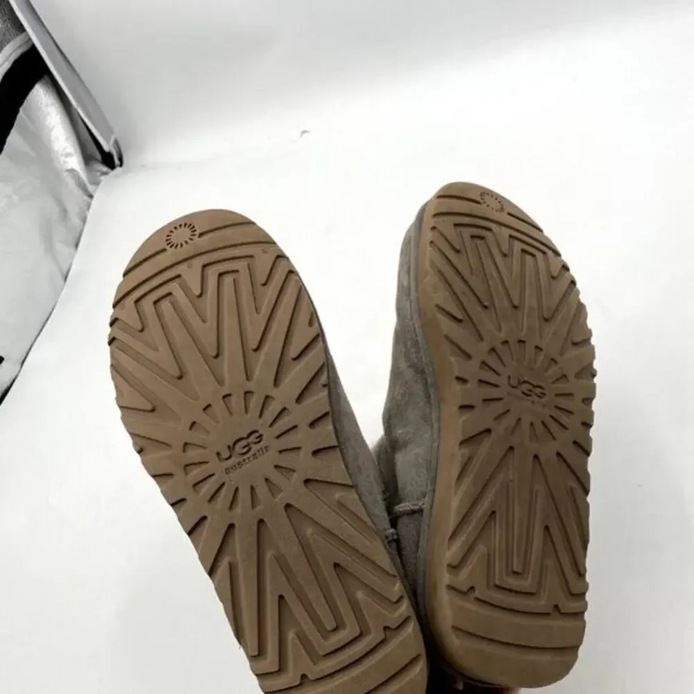 UGG Gray Bow‎ Short Shearling Boots